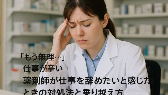 「もう無理…」「仕事が辛い」薬剤師が仕事を辞めたいと感じたときの対処法と乗り越え方