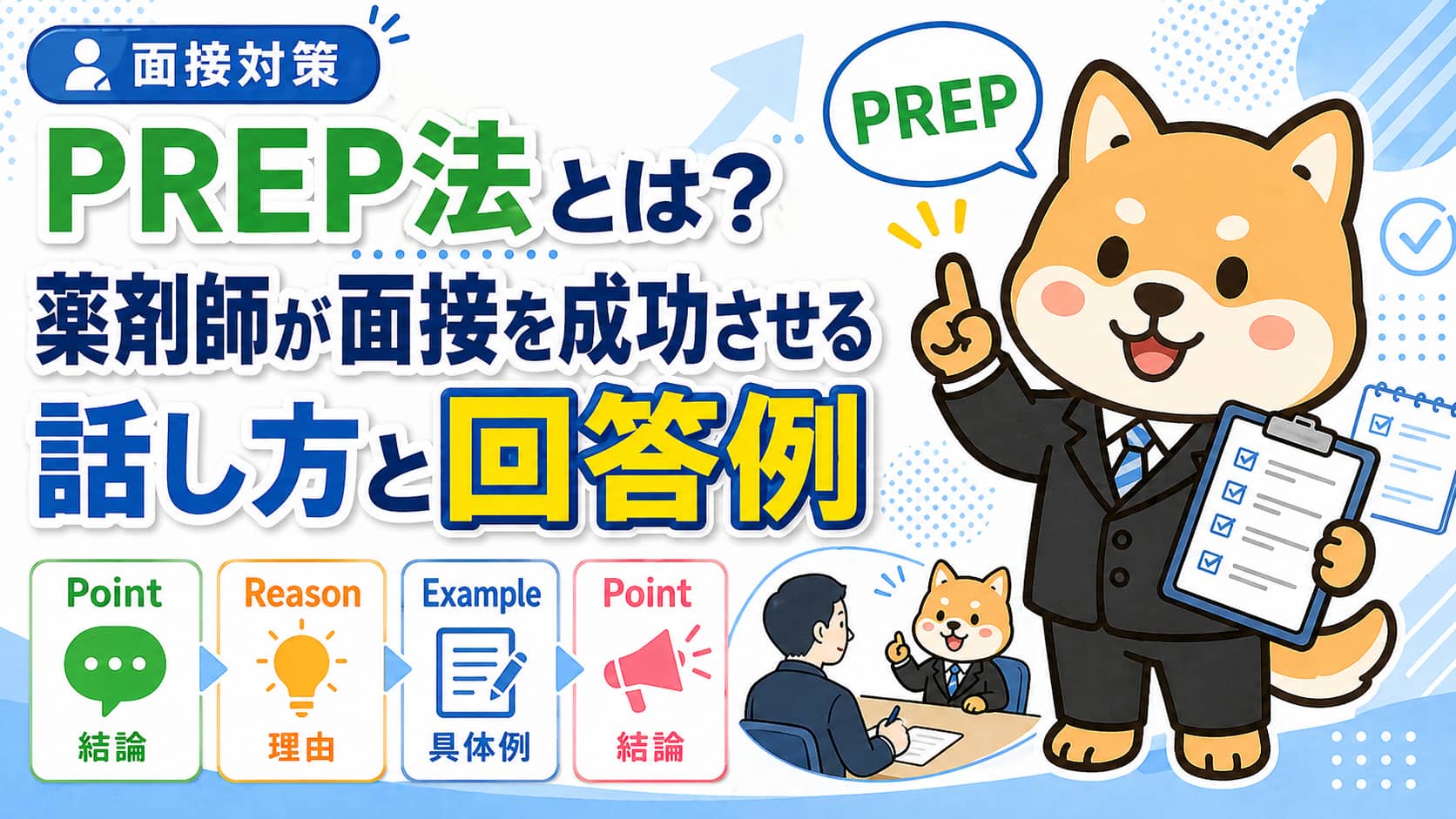 PREP法とは？薬剤師が面接を成功させるための話し方と回答例アイキャッチ画像