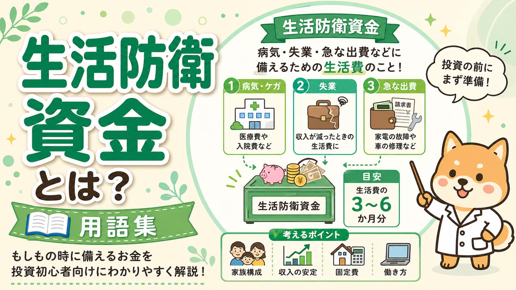 生活防衛資金とは？投資初心者向けに解説【用語集】記事のアイキャッチ画像
