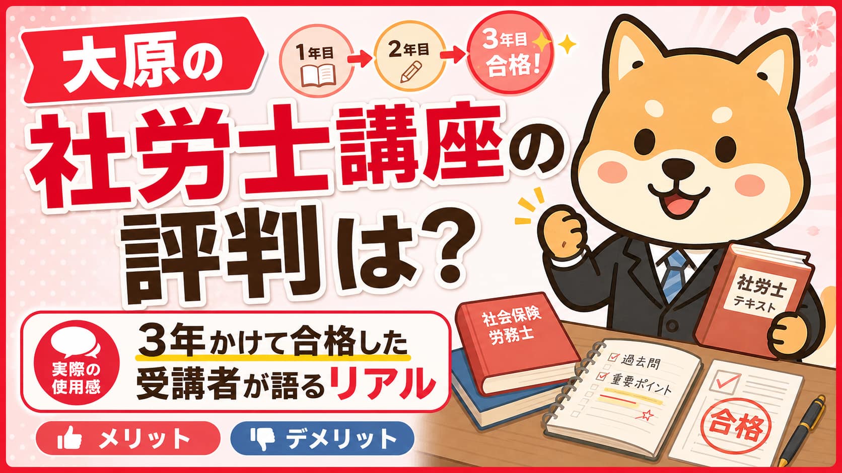 【大原の社労士講座の評判は？】3年かけて合格した受講者が語るリアル