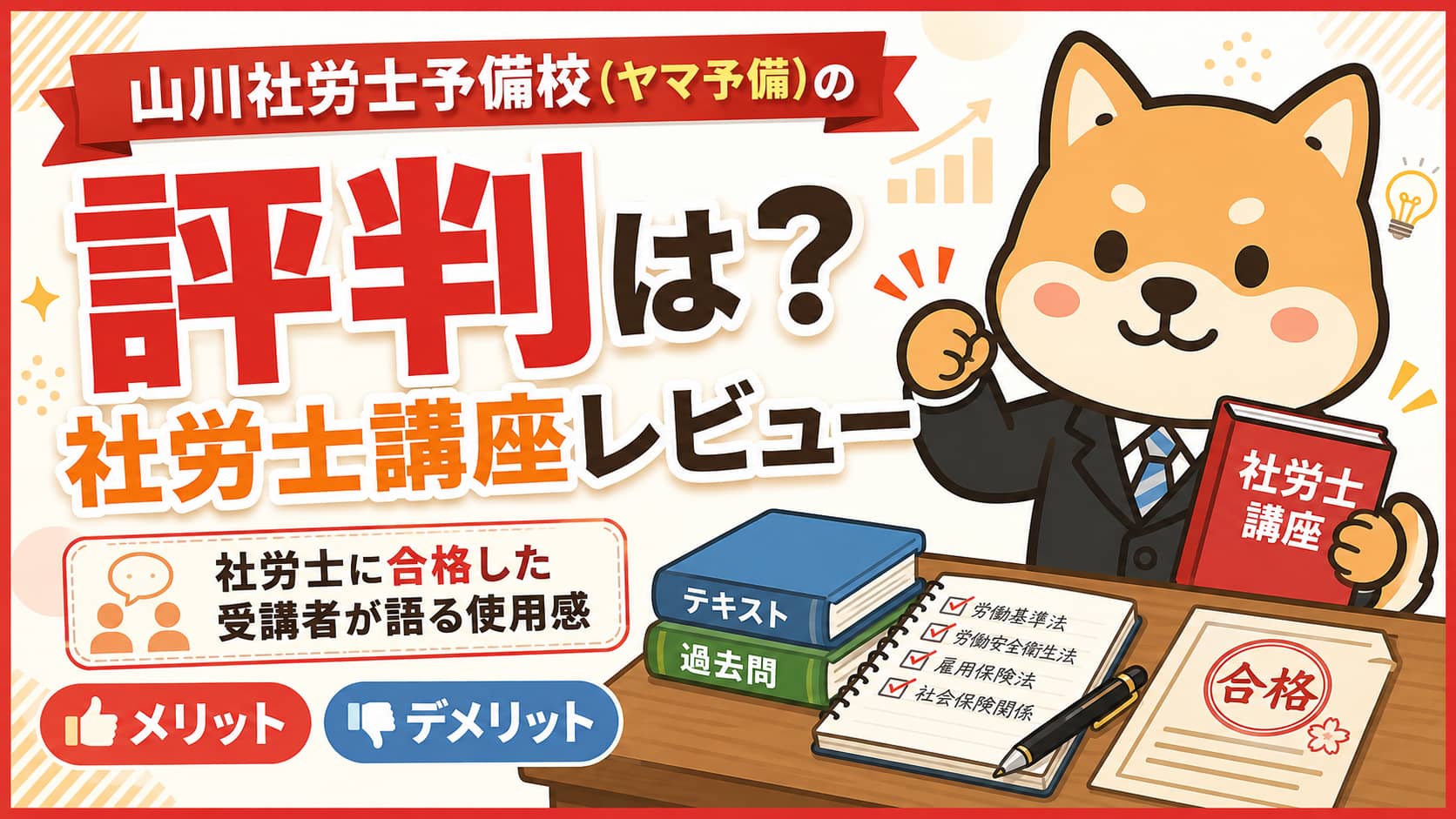 【山川社労士予備校(ヤマ予備)の評判は？】社労士に合格した受講者が語る使用感