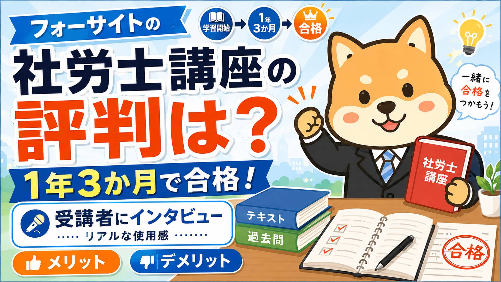 【フォーサイト社労士講座の評判は？】1年3か月で合格した受講者にインタビュー